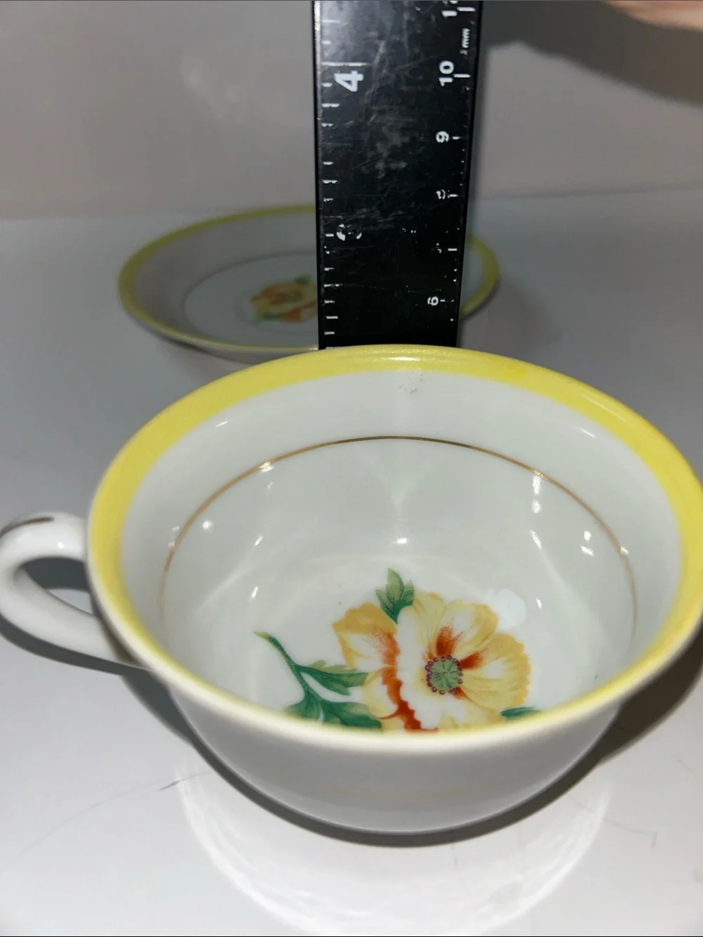 Hand Painted Floral Print Teacup and Saucer Marked Japan Cottage core Style